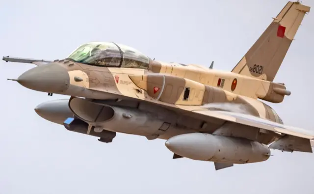 Caza F-16 de fabricación estadounidense de la Real Fuerza Aérea de Marruecos