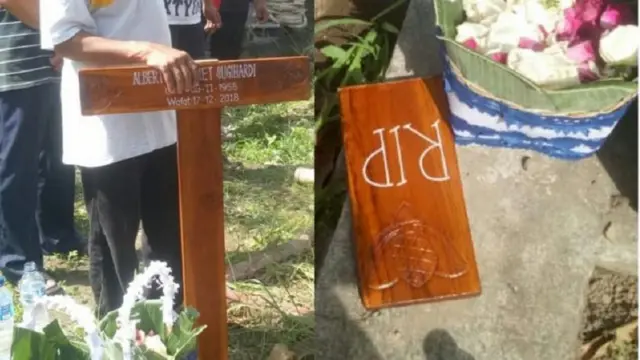 Palang salib makam warga Kristen di Yogyakarta dipotong oleh warga.