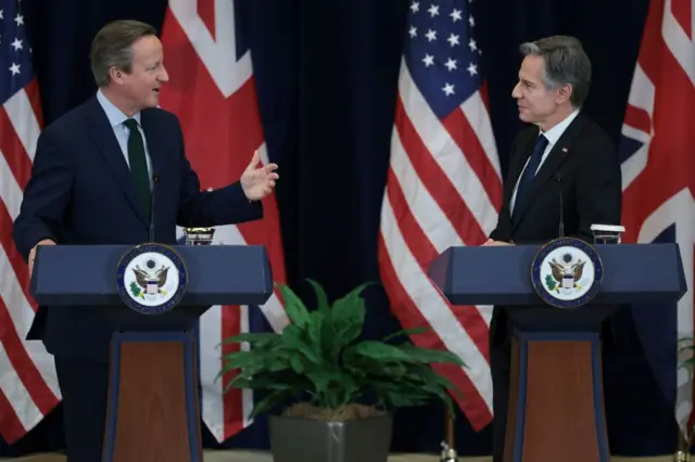 British Foreign Secretary David Cameron and US Secretary of State Antony Blinken.