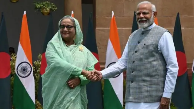 भारतीय प्रधानमन्त्री नरेन्द्र मोदी र शेख हसिना जुन २०२४ मा दिल्लीमा 