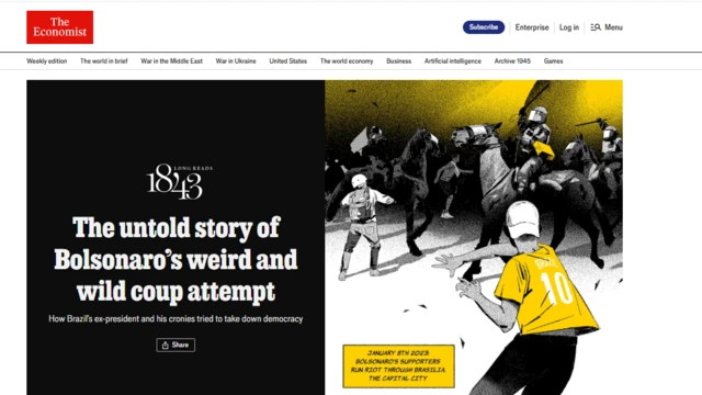 Edição da Economist desta semana também traz uma longa reportagem sobre a trajetória política brasileira e a investigação contra Bolsonaro e seus aliados.