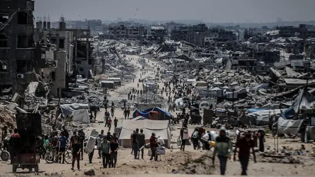 صورة تظهر آثار الدمار الواسع في شمالي قطاع غزة.