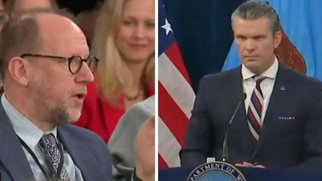 وزیرِ دفاع پیٹ ہیگستھ اور بی بی سی کے نامہ نگار