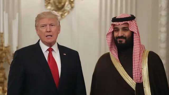 U.S. President Donald Trump (L) and Mohammed bin Salman,
