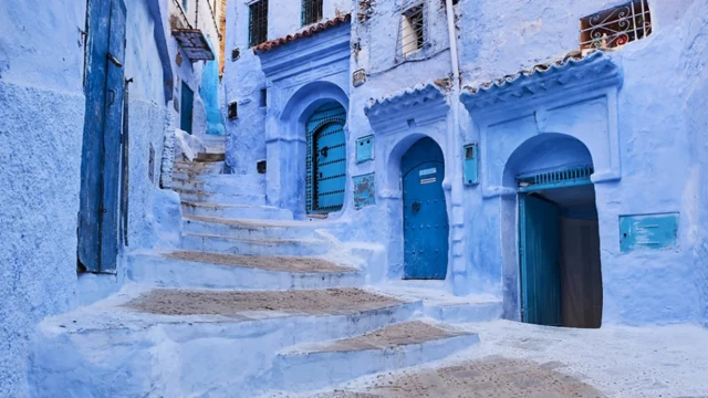Di city of Chefchaouen dey known as di “Blue Pearl” 