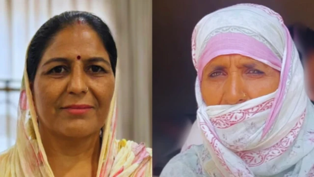 नीरज चोपड़ा की मां सरोज देवी (बाएं) और अरशद की मां रज़िया परवीन (दाएं)