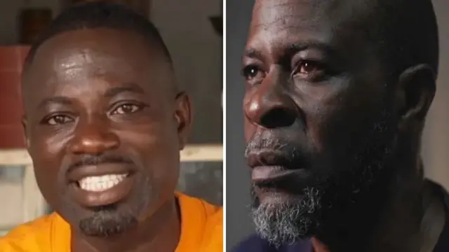 Collage of photos of Ghanaian Emmanuel Asamoah and Richard Itoro