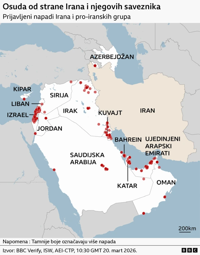 Мапа осуде од стране Ирана и његових савезника