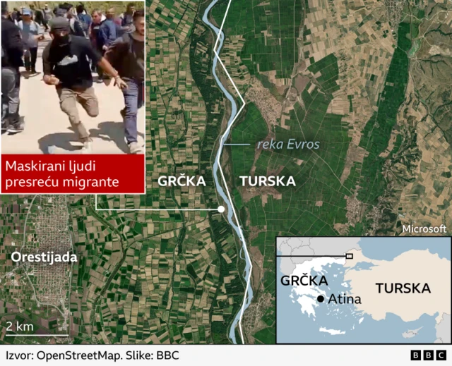 Mapa Grčke i granice sa Turskom