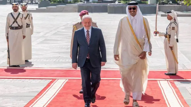 Lula com o emir Sheikh Tamim Bin Hamad Al Than