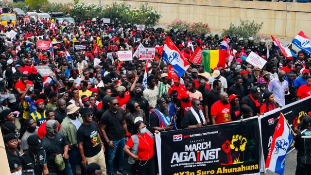 The protest is happening at a time the country is marking one year since the deadly helicopter crash that killed eight people including government ministers