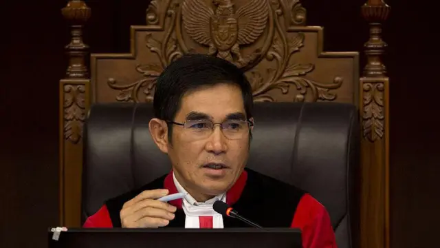 Hamdan Zoelda saat menjabat sebagai Ketua MK pada tahun 2014. Kala itu, dia memimpin sidang gugatan Prabowo Subianto yang kala itu kalah di pilpres melawan Joko Widodo.