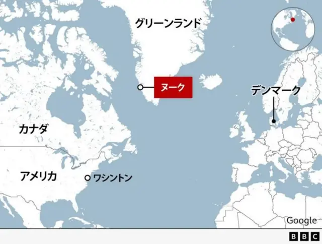 グリーンランドなどの地図