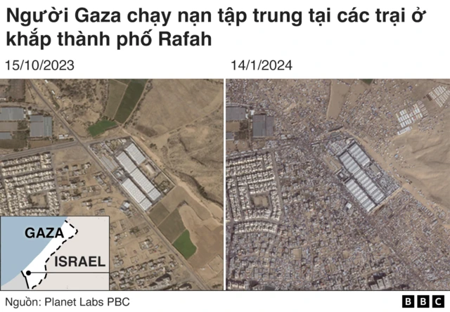 Hình ảnh vệ tinh khu vực gần thành phố Rafah