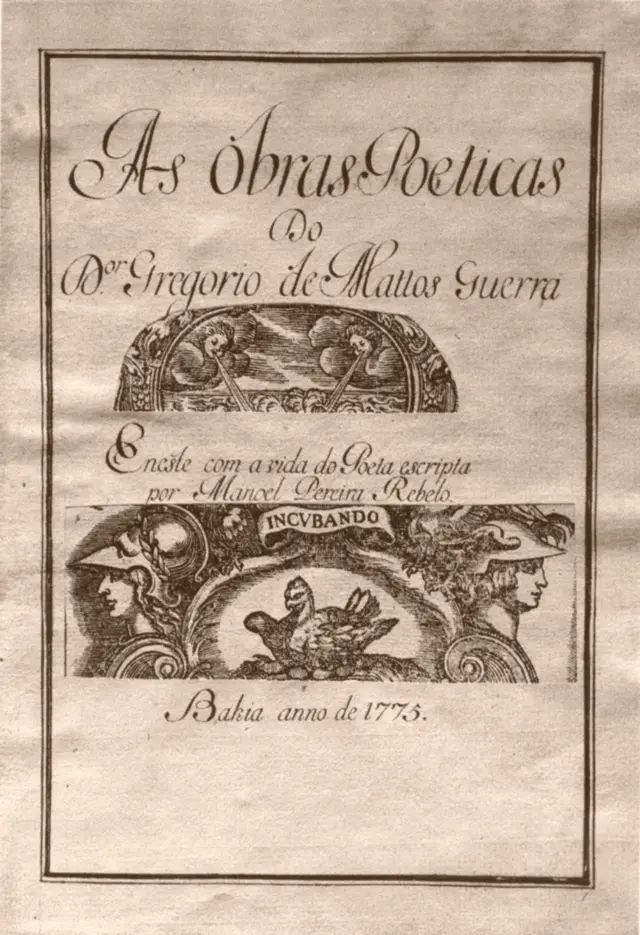 Capa da coletânea de poemas de Gregório de Matos publicada em 1755. Ele não publicou em vida. Imagem: Domínio Público 