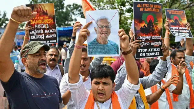 बांग्लादेश के ख़िलाफ़ भारत में विरोध प्रदर्शन की तस्वीर