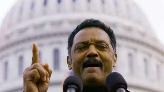 Rev. Jesse Jackson dey speak for one pro-Clinton rally on di West Front of di Capitol