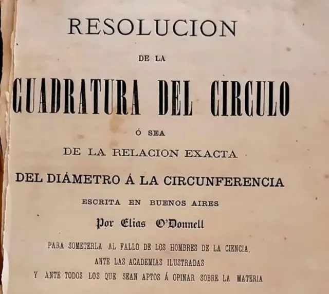 Detalhe da capa do livrotabela de palpites de futebolElias O'Donnell, que pretendia resolver o problema da quadratura do círculo.