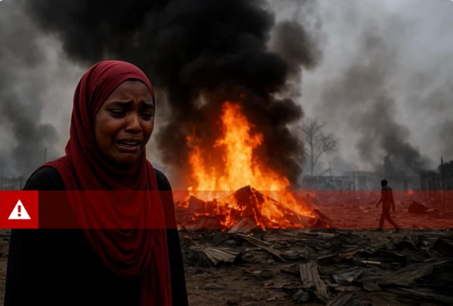 ከጀርባዋ ቃጠሎ የሚታይ የተጨነቀች ሴት 