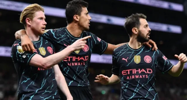 Kevin De Bruyne, Rodri and Bernardo Silva