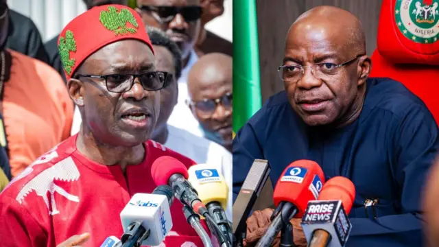 Gọvanọ Chukwuma Soludo na Gọvanọ Alex Otti na-achị Anambra steeti