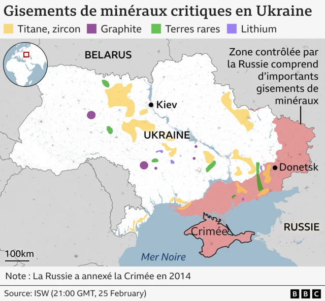 Carte des gisements de minéraux en Ukraine