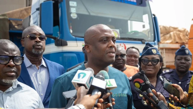 Mics in front of Ghana Minister of Finance 