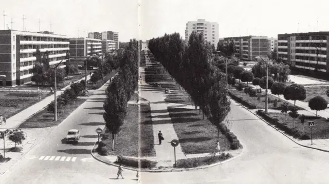 Центральна магістраль Прип'яті напередодні аварії - чорно-біле фото