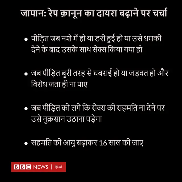 जापान में रेप क़ानून में बदलाव की मांग