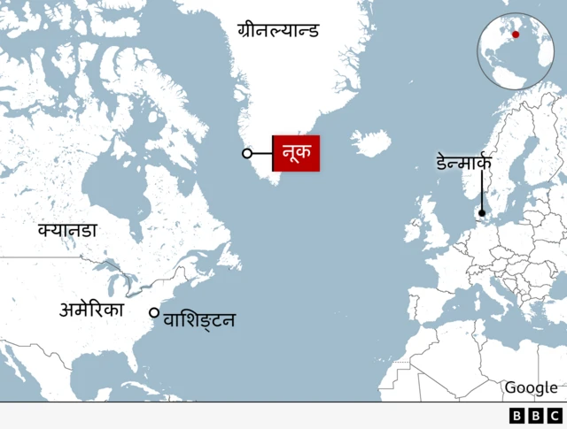 ग्रीनल्यान्ड देखाउने नक्सा