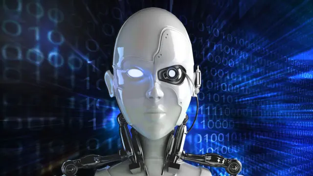 Імітація обличчя робота в синіх кольорах 