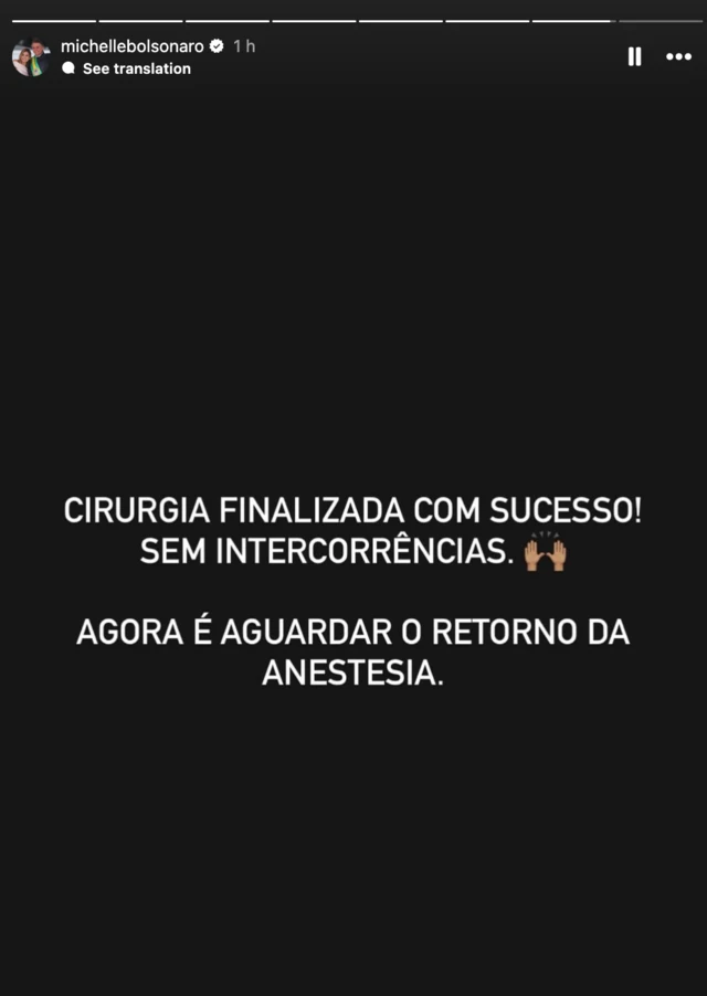 "Cirurgia finalizada com sucesso! Sem intercorrências"
