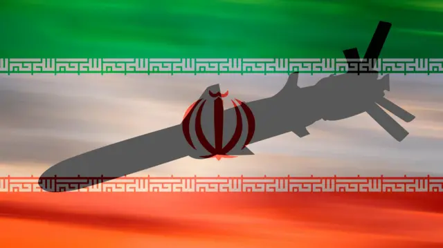 علم إيران عليه صاروخ كروز