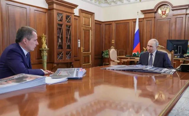 Вячеслав Гладков на встрече с Владимиром Путиным в июле 2025 года