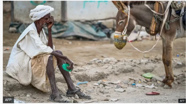 Aworan baba agbalagba to kun fun ibanujẹ pẹlu kẹtẹkẹtẹ rẹ