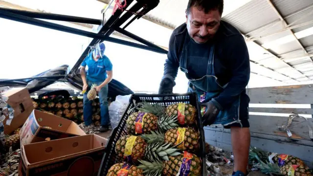 Un mexicano trabajando en una fábrica en Estados Unidos.