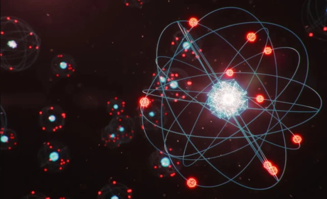 ภาพจำลองอนุภาคอิเล็กตรอนที่วิ่งวนอย่างรวดเร็วรอบนิวเคลียสของอะตอม