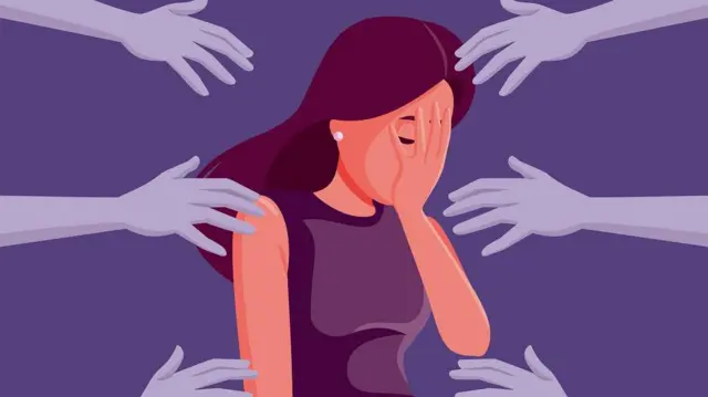 Ilustrasi seorang perempuan merasakan trauma karena dilecehkan.