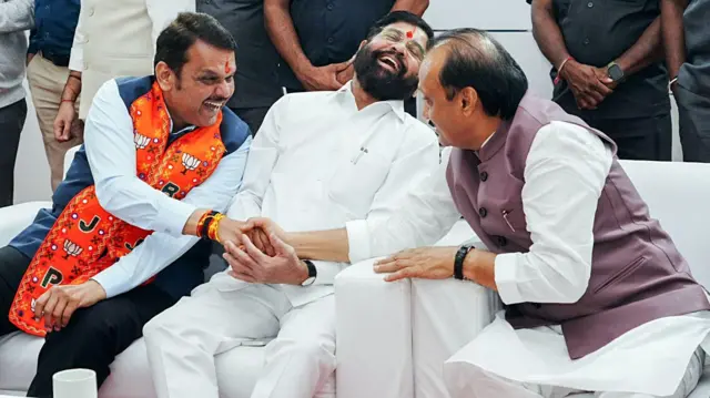 देवेंद्र फडणवीस, एकनाथ शिंदे और अजित पवार