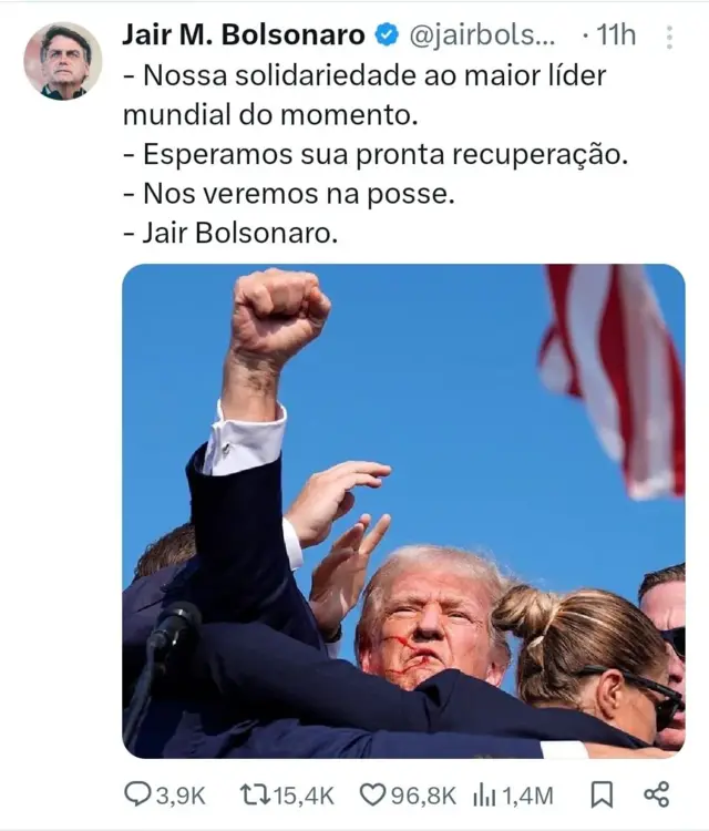 Tuítecopa 2024 palpitesJair Bolsonaro sobre atentado contra Trump