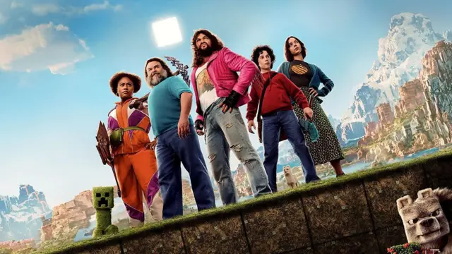 Cena mostrando os personagens de 'Um Filme Minecraft'