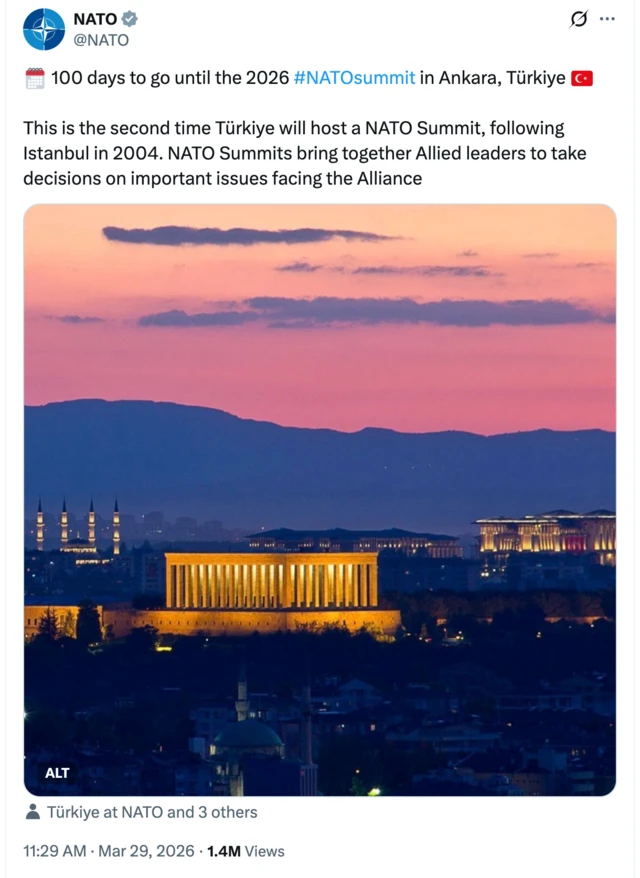 NATO'nun X hesabından yapılan 