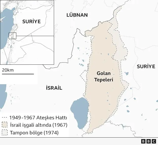 Golan Tepeleri haritası