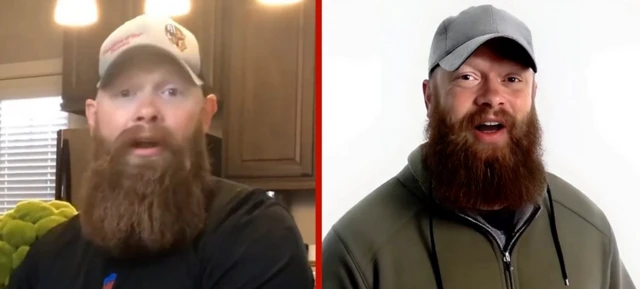 Duas imagens de Chris Pelkey, uma gerada por inteligência artificial (à direita)