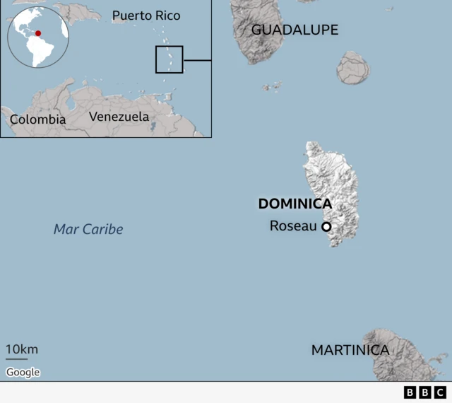 Mapa Dominica.