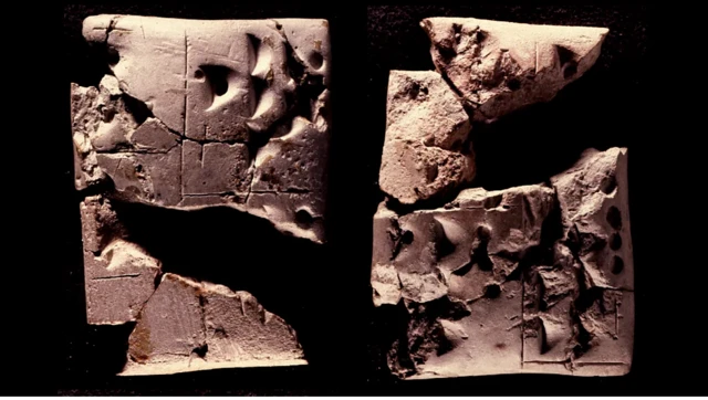 سومیری افراد کی بنائی گئی تختی، جو لگ بھگ 3200 قبلِ مسیح کی ہے۔ اس پر ریاضی کی ابتدائی معلوم مشقوں میں سے چند درج ہیں