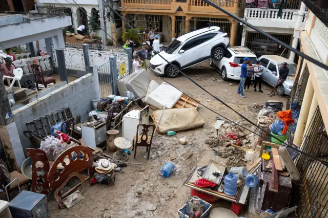 Daños causados por la lluvia en Santo Domingo.