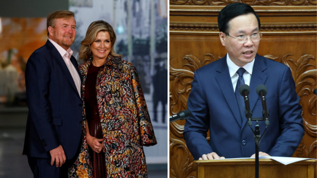 Vua Willem-Alexander và Hoàng hậu Máxima (trái) nhận lời mời thăm cấp nhà nước của Chủ tịch nước Võ Văn Thưởng (phải)