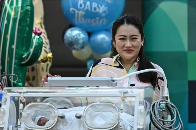 Paetongtarn had a baby on 1 May - and was back campaigning within days