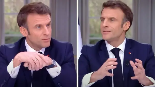 Macron em imagem com e sem relógio de pulso